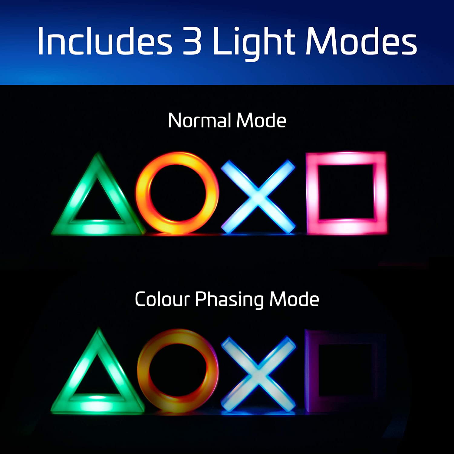 Paladone Playstation Controller Icons Light with 3 Light Modes - Sound  Reactive, Dynamic Phasing, and Standard Mode - Gaming Desk Accessories and  Game