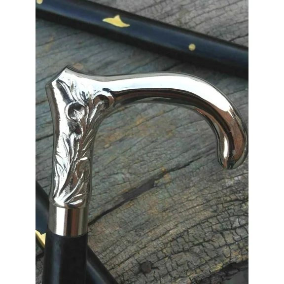 Vintage Victorian Wooden Walking Stick with Brass Derby Handle – Antique-Style Royal Cane Gift for Men & Collectors