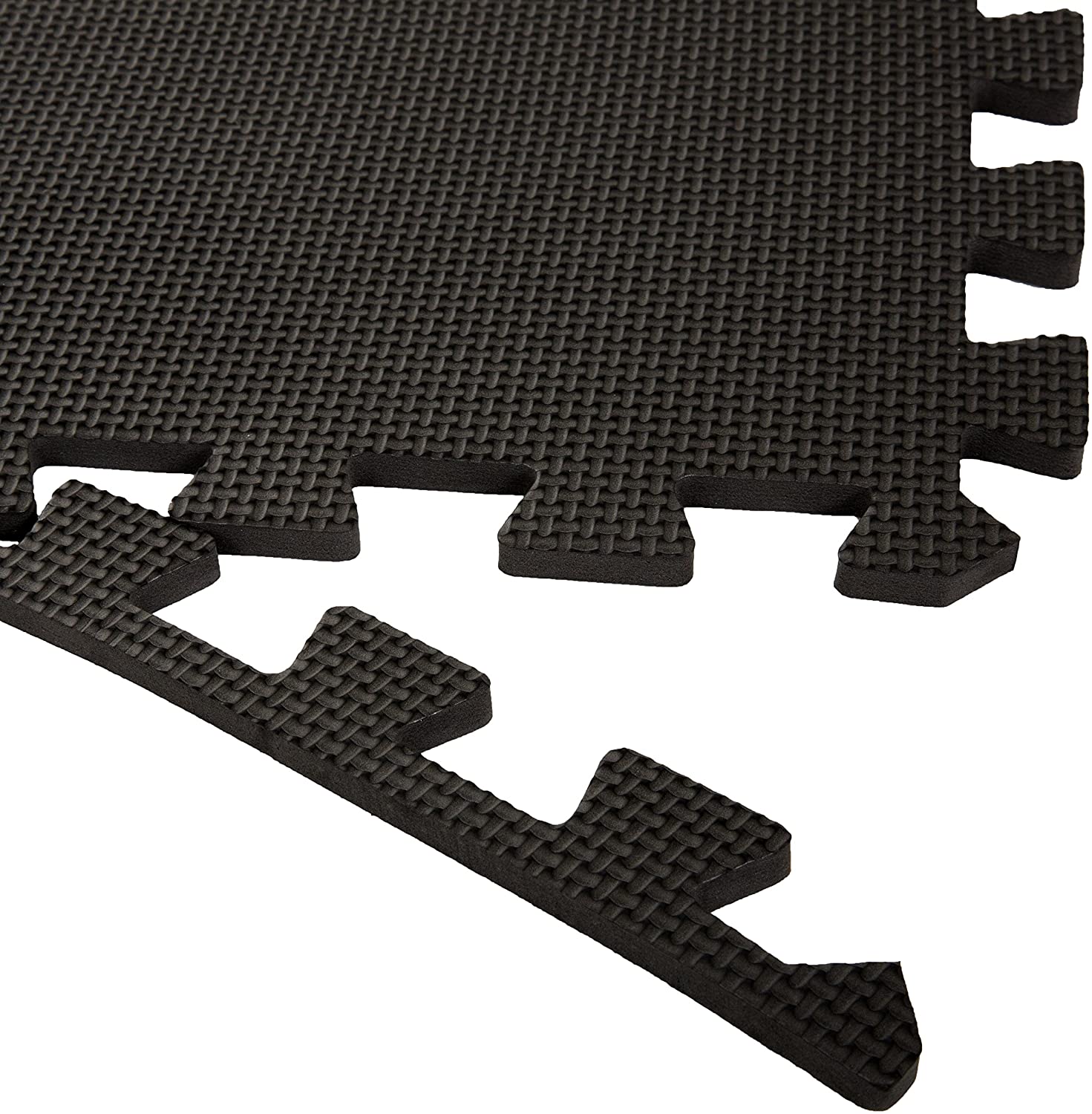 Foam Flooring Tiles – 24-Pack Interlocking EVA Foam Pieces – Non-Toxic Floor Padding for Playroom, Gym, or Basement by Stalwart (Black)