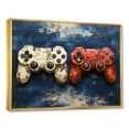 thumbnail image 2 of Designart "Red and White PS Video Game Controllers" Fashion Framed Wall Art - Modern White Video Games Entryway Framed Wall Art Print, 2 of 6
