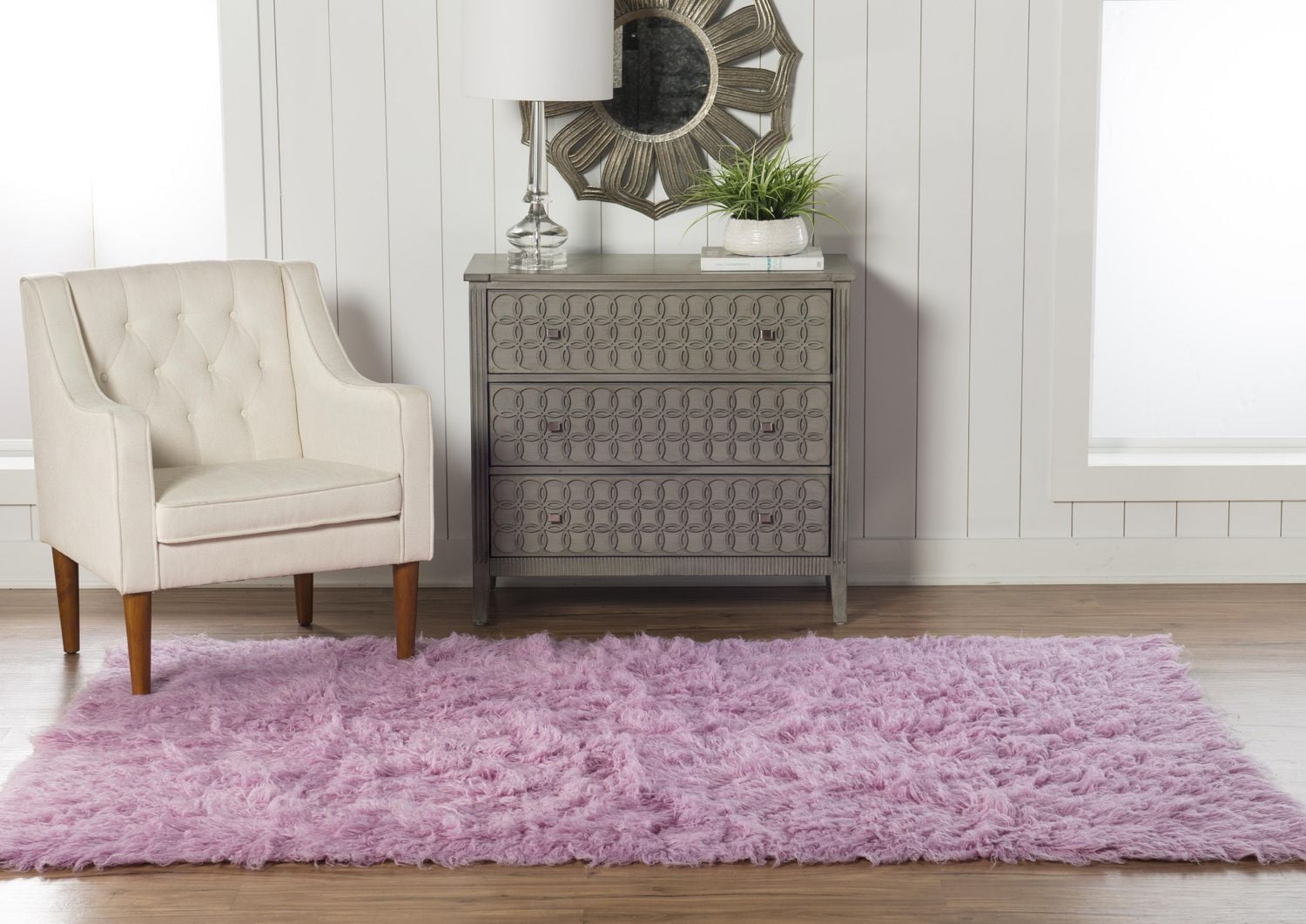 New Flokati 1400gr 5' x 8' Area Rug, Lilac