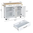 thumbnail image 3 of Costway 4-Door Rolling Kitchen Island Cart Buffet Cabinet w/ Towel Racks Drawers White, 3 of 10