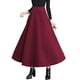 thumbnail image 1 of Falda larga a cuadros con cintura elástica alta para mujer: mezcla de lana, corte acampanado, material de poliéster, tallas S-XXL, abrigada para el invierno, 1 of 7