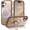 Desert Titanium, variant on for iPhone 16 Pro Max Case with Stand, Clear Crystal Glitter Cute Curly Wavy 16 ProMax Phone Case Compatible with MagSafe, Magnetic Ring Kickstand Shockproof Anti-Slip Cover, Black Glitter