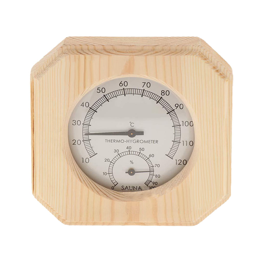Wooden 140º C Sauna Hygrothermograph Thermometer Hygrometer Sauna Room Accessory 