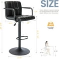 thumbnail image 3 of CQAOE Modern PU Leather Square Bar Stool, Adjustable Swivel Barstool with Back and Arms, Airlift Counter Height Chair for Kitchen, Dining, Pub, and Cafe – 1 Chair Set (Black, Black Base), 3 of 9
