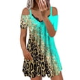 thumbnail image 2 of Robes Robe d'Été Femmes Décontractée Ample Été Imprimée Manches Courtes Robe de Plage Robe Verte TTTG, 2 of 5