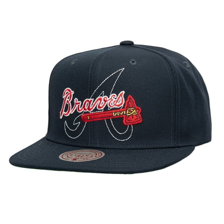 Men's Mitchell & Ness Navy Atlanta Braves Double Up Snapback Hat