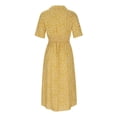 thumbnail image 4 of Femmes Bouton vers le Bas Midi Robe de Mode Floral Imprimé V Cou Manches Courtes Bohème Robe d'Été avec Ceinture, 4 of 7