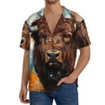 thumbnail image 3 of Honeii 's Oil Painting Style Iceberg Yak for men's short-sleeved button-up collared shirt featuring a pocket, perfect for beach vacations, and travel adventures., 3 of 5
