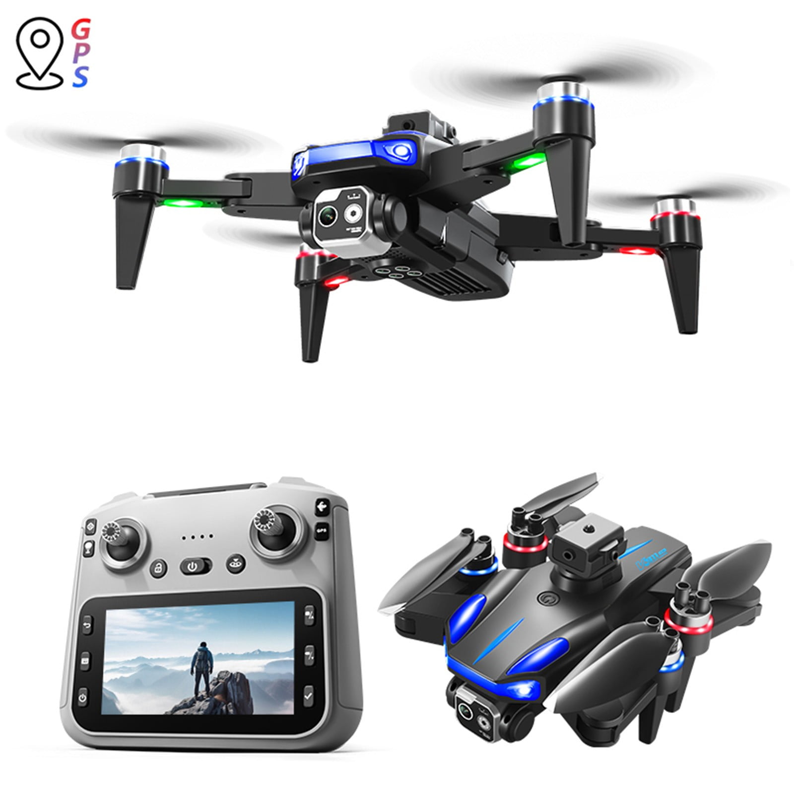Drone with Camera for Kids and Adults, 4.5-Inch Screen Remote Control with GPS, Dual HD Cameras, Long Flight Time, Wide Control Range^