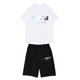 thumbnail image 1 of Sueño Traje de pantalón corto con cintura elástica y cuello redondo de manga corta estampado informal para niño Blanco 160, 1 of 3