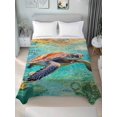 thumbnail image 4 of Sea Turtle Flat Sheet Only Twin Size, Soft Breathable Bed Top Sheets for Mattress, Coastal Nautical Ocean Summer Beach Luxury Bedding Flat Sheets for Home Hotel Bedroom Bed Protection, 4 of 9