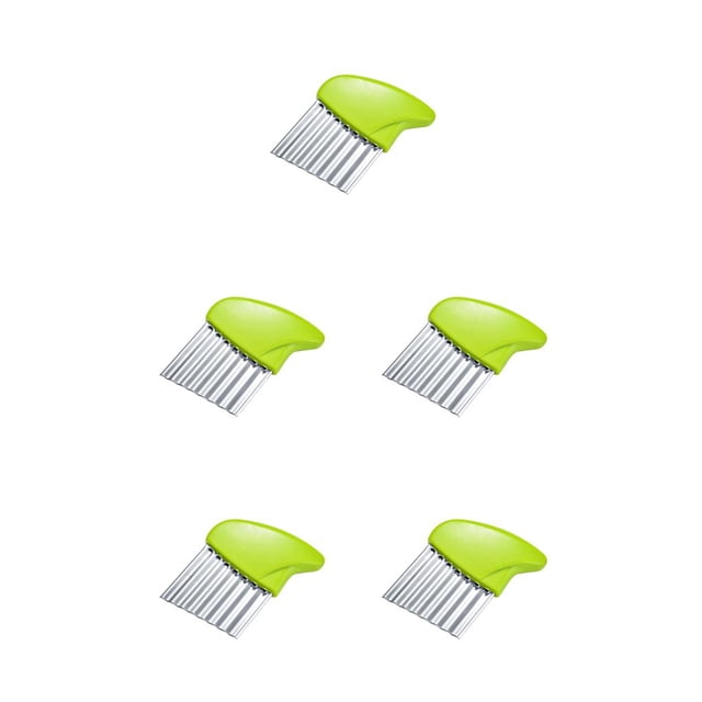 Bewildely Cortador de patatas fritas Wave Kitchen acero inoxidable DIY Picado Lavable Cebolla Rebanar 5Conjunto Verde