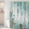 thumbnail image 2 of Summer Shower Curtain for Bathroom Stall RV Sea Horse Fabric Shower Curtain Set Marine Coral Fishes Waterproof Shower Curtain 72x78inches with Hooks, 2 of 14