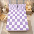 thumbnail image 3 of Homewish Timeless Gingham King Sheets 4pcs for Girls, Simple Grid Bedding, Lavender Purple,1 Fitted Sheet, 1 Flat Sheet and 2 Pillowcases, 3 of 6