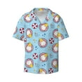 thumbnail image 2 of Lsque Gnome Pool Party print Men's Cuban Collar Short Sleeve Shirt Summer Beachwear Casual Button Down Fashionable Vacation Leisure Shirt-Small, 2 of 7