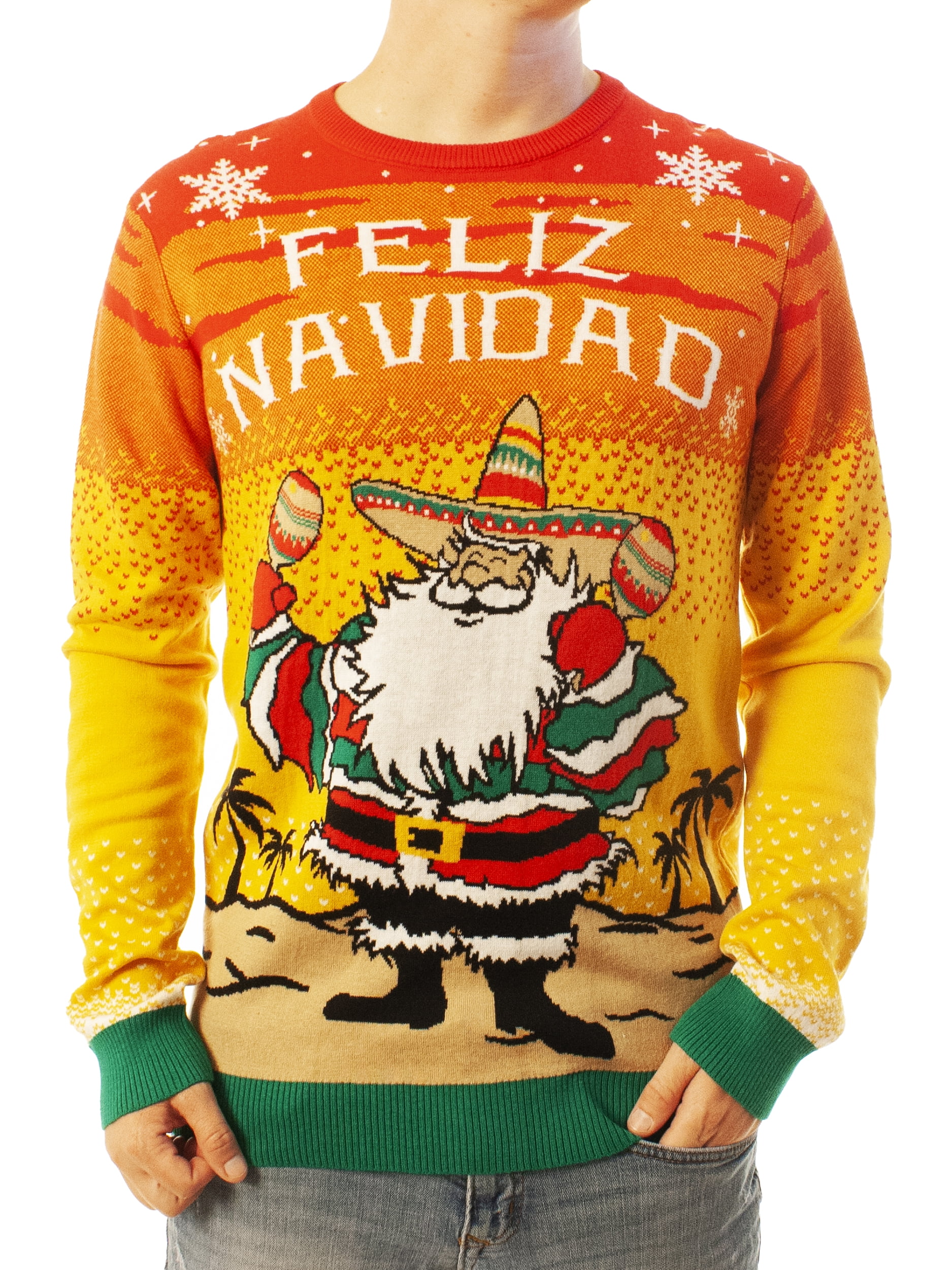 Ugly Christmas Sweater for Men Relaxed Fit Funny Holiday Party Santa Cosplay Crewneck Sweatshirt Comfy Pullover 