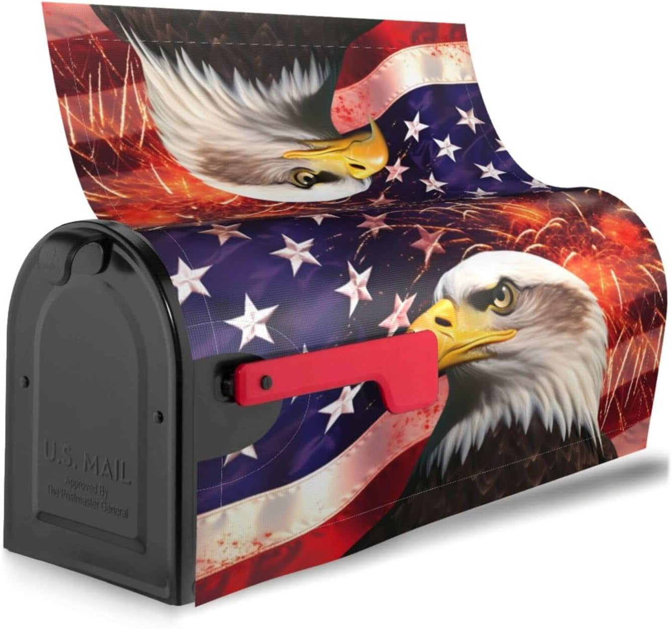 American Flag Mailbox Covers, Serious Eagle Magnetic Post Box Cover Wraps Standard Size 21x18 in for Garden Yard Decor