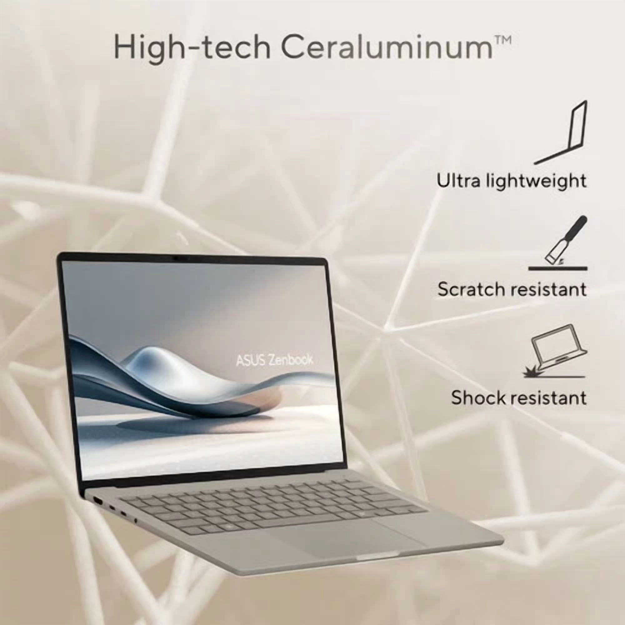 Asus Zenbook A14 14" Laptop, Qualcomm Snapdragon X Plus X1P-42-100, 16GB RAM, 512GB SSD, Windows 11 Home, UX3407QA-X1P512