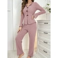 thumbnail image 5 of WEHUSE Women's Pajama Sets Long Sleeve Button Down Sleepwear Nightwear Soft Pjs Lounge Sets, 5 of 6