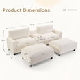 thumbnail image 2 of Ebello Oversized Modular Sofa Set, Loveseat with Ottomans & Center Console with Cup Holders – Corduroy Overstuffed Fabric Sofa Bed for Living Room,Easy Assembly(White), 2 of 9