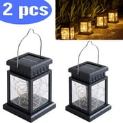 HAOAN 2 Pack Solar Lights Outdoor Hanging Solar Lantern, Solar Garden Lights for Patio Landscape Yard, Warm White star, Dusk to Dawn