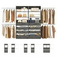 thumbnail image 2 of Homieasy Adjustable Closet Organizer System (6-15Ft) with 8 Wooden Drawers & Modular Tower ,Walk-In Wardrobe Storage with 4 Hanging Rods, Expandable Garment Rack,Gray Oak, 2 of 7
