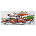 thumbnail image 1 of Christmas Kitchen Mat, Reindeer Racing in Red Vintage Car with Xmas Tree Horn Santa Hat Winter, Plush Decorative Kitchen Mat with Non Slip Backing, 47" X 19", White Red Green, by Ambesonne, 1 of 1