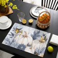 thumbnail image 4 of Fall White Pumpkin Placemats Set of 4, Autumn Thanksgiving Blue Eucalyptus Washable Wipeable Table Mats for Dining Tables, Indoor Outdoor Kitchen Place Mats for Holiday Party Table Decor, 4 of 9