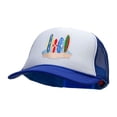thumbnail image 2 of Surfboard in Sands Patched Two Tone Polyester 5 Panel Foam Front Mesh Back Cap - Royal White OSFM, 2 of 5