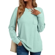 Fantaslook Crewneck Sweatshirts for Women Casual Long Sleeve Shirts Tunic Tops Pullover with Pocket