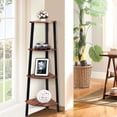 thumbnail image 3 of Giantex 4-Tier Industrial Corner Shelf, Ladder Bookcase w/Adjustable Leveling Feet, Display Rack for Home, Black, 3 of 8