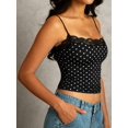 thumbnail image 5 of Women'S Lace Y2K Square Neck Strap Tank Top Sleeveless Going Out Party Club Basic Shirt Black Polka Dots S, 5 of 8