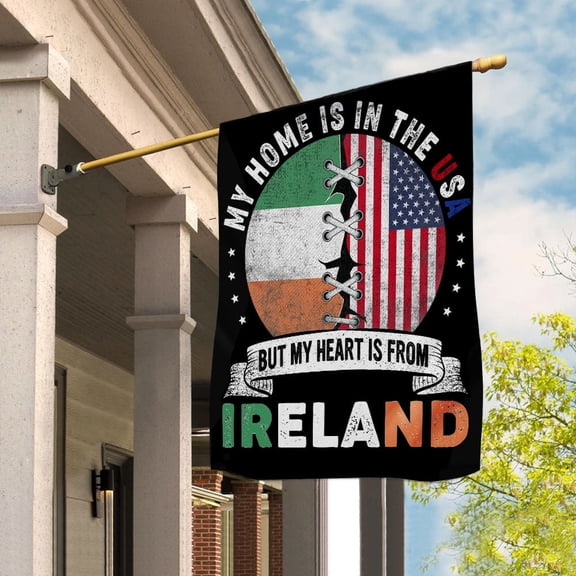 Flag-Made in America with Irish Parts Ireland U.S.A Friendship American Flag Patriotic Garden Flag, Double-Sided Decorative Outdoor Flag, Polyester Yard Flag 12 x 18 in
