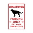 thumbnail image 1 of German Shepherd Dog Owner Parking Only Novelty Aluminum Metal 8"x12" Sign, 1 of 1