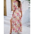 thumbnail image 3 of Alsol Lamesa Women's Floral Boho Wedding Dresses Casual V Neck Half Sleeve Midi Evening Dress Beach Cocktail Party Dress for Women,US 4-6(S), 3 of 6