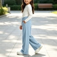 thumbnail image 4 of LIaqionyy Big Girls Sweatpants Kids Joggers Wide Leg Sweat Pants Elastic Waist Casual Pant with Pockets, 4 of 8