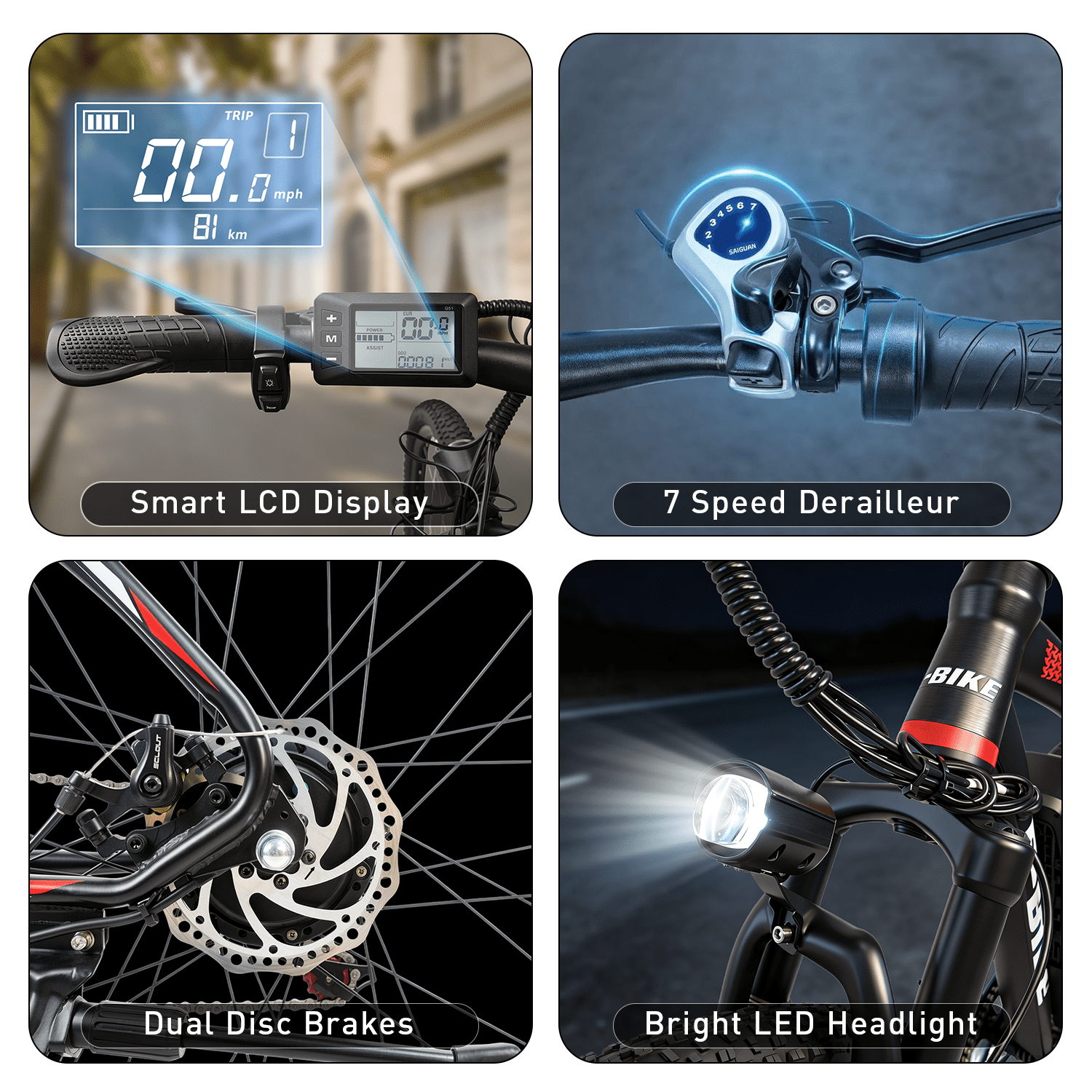 Adults 20MPH Electric Mountain Bicycles,500W Peak 749W Motor, 40 Miles Range,26" Commuting E bike with 432Wh Removable Battery,7 Speeds,UL2849 Certified