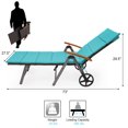 thumbnail image 2 of Patiojoy 2PCS Folding Outdoor Rattan Chaise Lounge Chair Cushioned Recliner with Wheels&Turquoise Cushion, 2 of 10