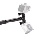 thumbnail image 4 of Adaptador de montaje de doble cabezal, soporte adaptador de cámara deportiva de doble cabezal de plástico negro Soporte de trípode con luz de flash LED Características líderes en su clase, 4 of 12
