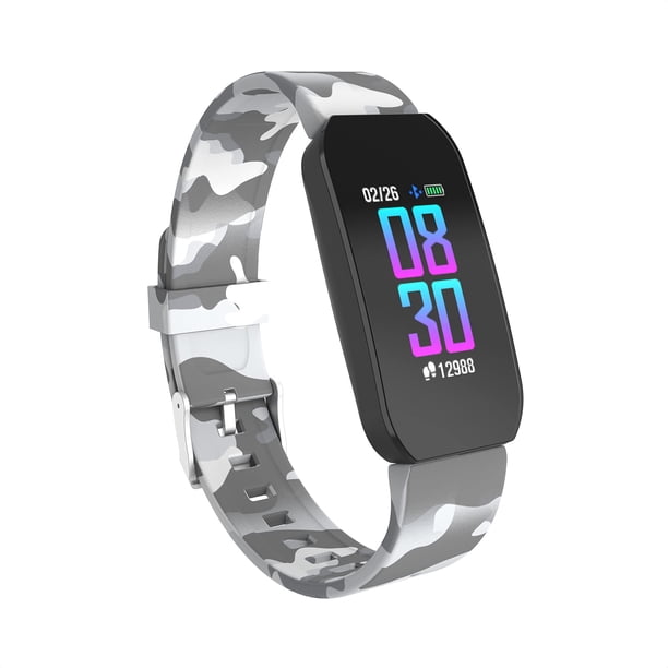 iTouch Fitness Watch Frecuencia Cardíaca Activa, Contador de Pasos, Mensaje, IP68 Natación Impermeable para Mujeres y Hombres, Pantalla Táctil, Compatible con iPhone y Android (Camuflaje Gris)