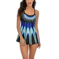 thumbnail image 3 of Tankini Swimsuits for Women Plus Size Print Strappy Back Set Two Piece Swimdress Bathing Suits, 3 of 7