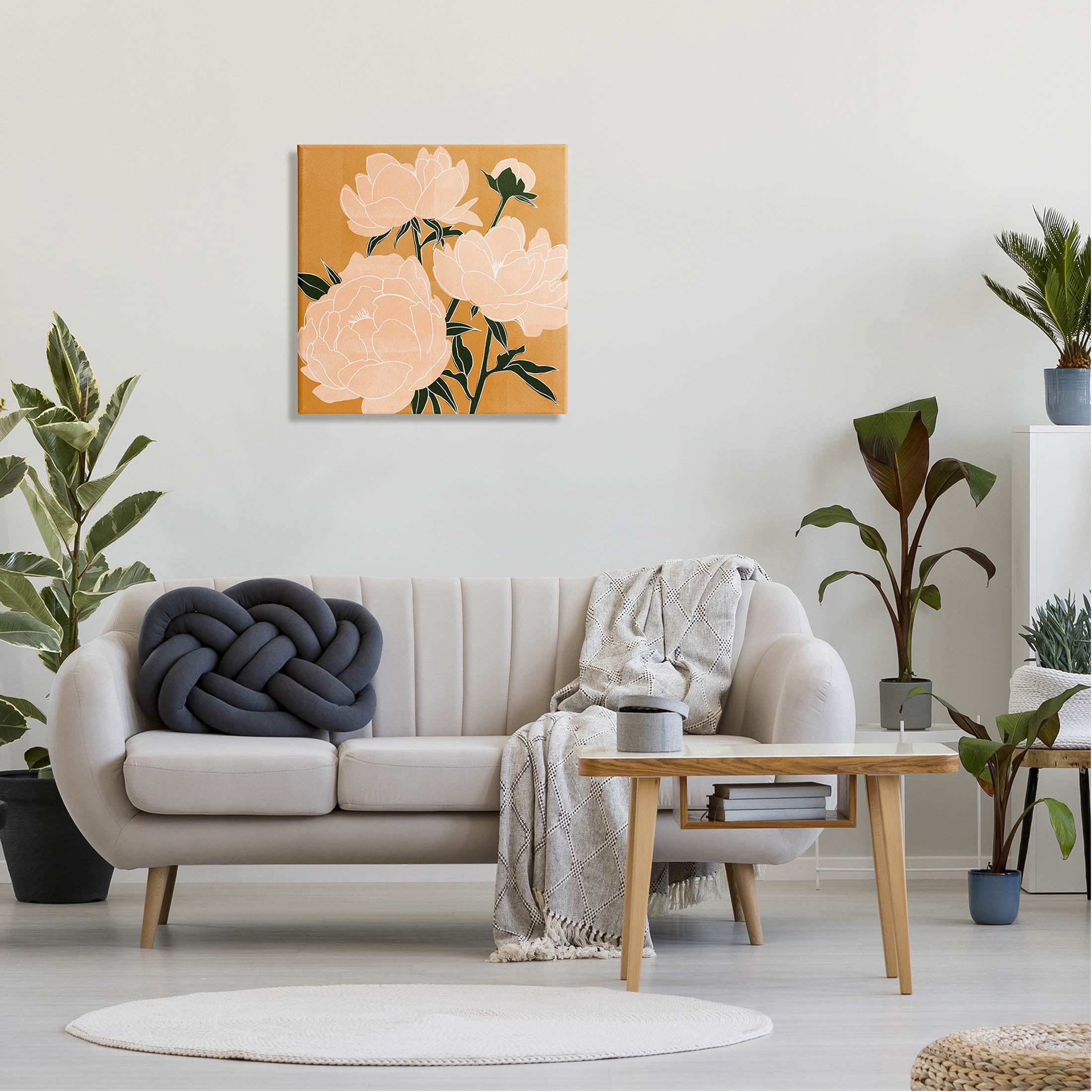 Contemporary Peony Blooms Botanical & Floral Graphic Art Gallery Wrapped Canvas Print Wall Art