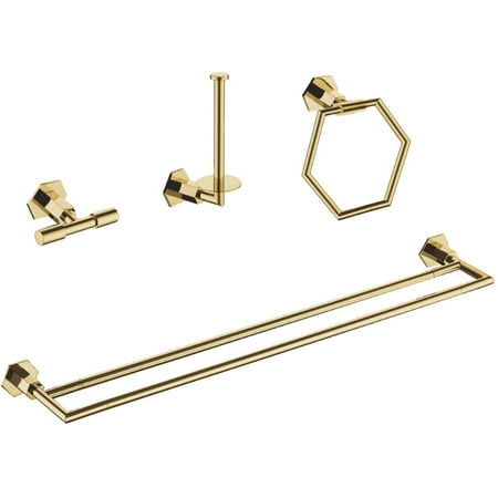  KKYY Luxury Brass Bathroom Accessories Set, 4-Piece