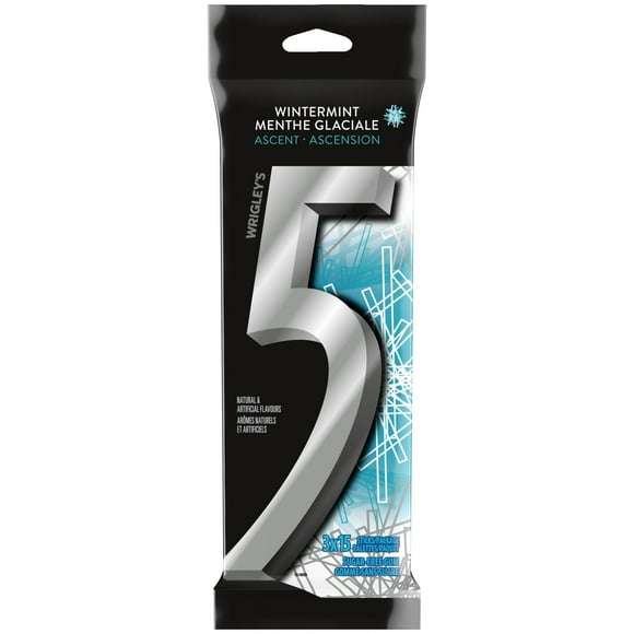 5 GUM, Wintermint-Ascent Flavoured Sugar Free Chewing Gum, 15 Sticks, 3 Packs, 3 Packs, 15 Sticks