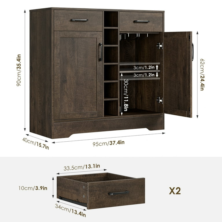 Homfa 6 Grid Wine Cabinet with Adjustable Shelf Buffet Cabinet