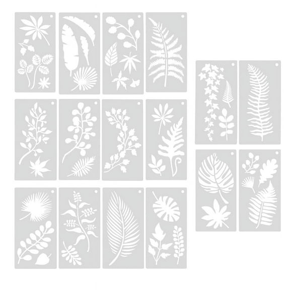 16 Pieces Leaves Stencil Reusable Sheet Painting Wall Leaf Pattern Template Tropical