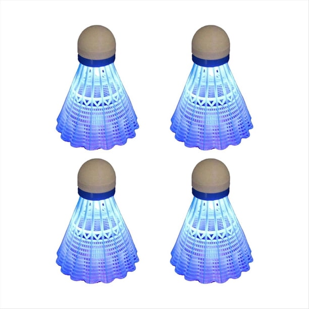 4 Pelotas de Bádminton Luminosas de Plástico Espumado con Luz LED para Deportes, Juego de Bádminton Azul