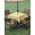 thumbnail image 4 of Outdoor Tablecloth with Umbrella Hole for Patio/Picnic/Party/Camping, Yellow Plaid Striped Waterproof Table Cloth Square Cover Washable, Farmhouse Checkered Modern Abstract Art (60"x 60"), 4 of 8